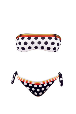 VERDISSIMA Mare | Bikini fascia imbottita+slip Micro/Macro Pois