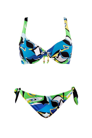 VERDISSIMA Mare | Bikini ferretto imbottito+slip coulisse Abstract