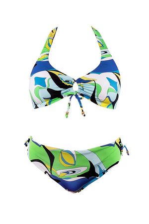 VERDISSIMA Mare | Bikini triangolo alto+slip laccetti Abstract