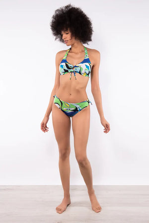 VERDISSIMA Mare | Bikini triangolo alto+slip laccetti Abstract
