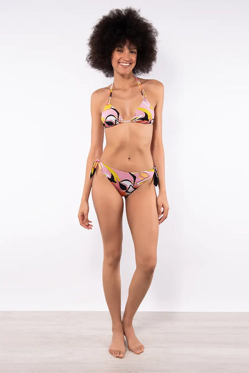 VERDISSIMA Mare | Bikini triangolo imbottito+slip annodato Abstract