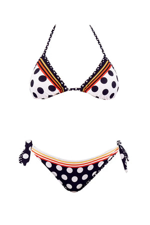 VERDISSIMA Mare | Bikini triangolo imbottito+slip Micro/Macro Pois