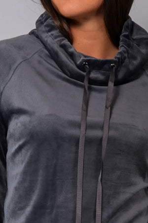 VERDISSIMA | Felpa ciniglia con collo coulisse