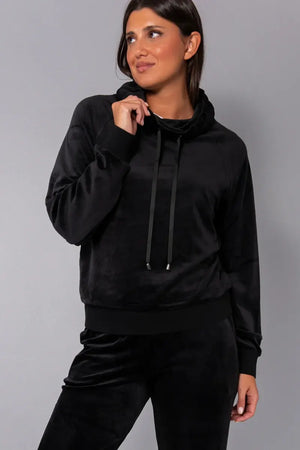 VERDISSIMA | Felpa ciniglia con collo coulisse