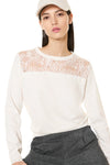 VERDISSIMA | Maglia manica lunga dettaglio pizzo