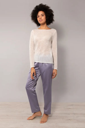 VERDISSIMA | Maglia semi trasparente scollo a barca