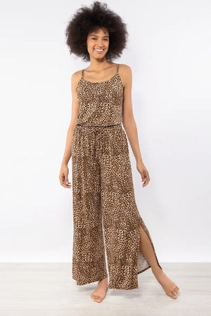 VERDISSIMA Mare | Pantalone con spacchi fantasia Leopard Flower