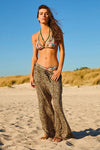 VERDISSIMA Mare | Pantalone con spacchi fantasia Leopard Flower