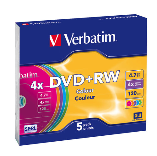 Scatola 5 Dvd+Rw Slim 4X 4.7Gb 120Min. Colore