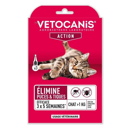 Pipette VETOCANIS Spot On, Anti-pulci e Anti-tick - Per cat