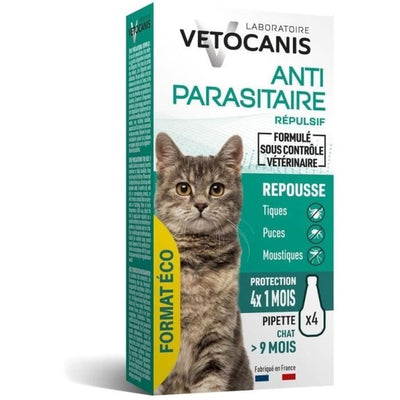 VETOCANIS 4 Pipette anti-pulce e anti-tick - Per Cat - 4x 1 mese di protezione