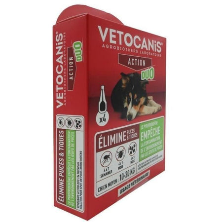 Pipette - VETOCANIS - x4 Pipette Duo Anti-pulci e zecche 134mg/40mg per Cani di Taglia Media