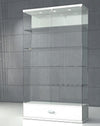 Vetrina espositiva per negozi con cassetto estraibile di colore bianco lucido cm. 120x40x210h