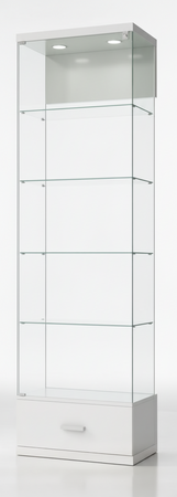 Vetrina da esposizione con mobiletto basso e faretti led cm. 60x40x210h