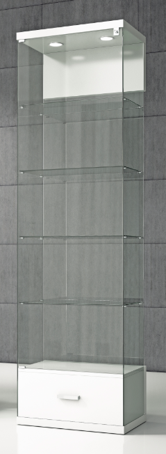 Vetrina da esposizione con mobiletto basso e faretti led cm. 60x40x210h