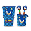 Sonic The Hedgehog Astuccio Portatutto Carino + 2 Penne Gel Cancellabili, Blu