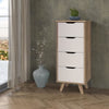 VANKKA Cassettiera con 4 cassetti - Rovere e decoro bianco - L 45 x P 42 x H 108 cm