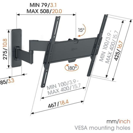 Supporto TV da parete - VOGEL'S - TVM 1443 Full-Motion+ Medio, 2 bracci, 32-65