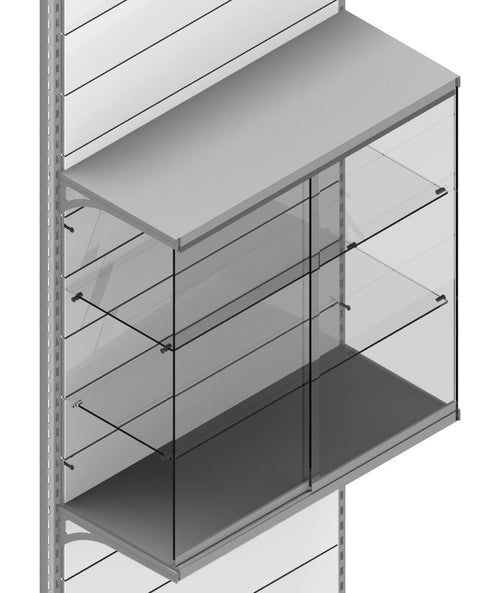 Vetrina pensile con due piani interni per scaffale negozio cm. 97x40x100h