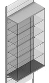Vetrina posizionata sulla base con quattro piani interni per scaffale negozio cm. 97x40x183h