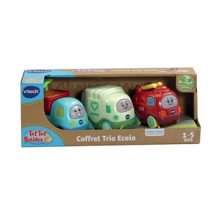 VTECH Tut Tut Bolides - Ecolo Trio Box - Vigile del fuoco + Camion della spazzatura + Camioncino