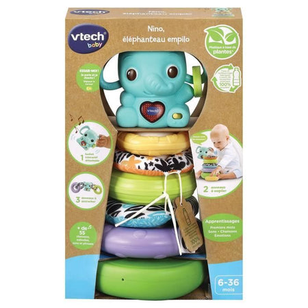 VTECH BABY - Nino, Baby Elephant Stacko 3 in 1 (plastica a base biologica)