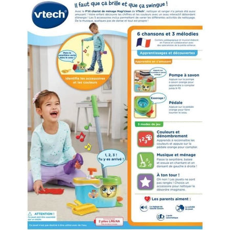 VTECH - 1,2,3 Imitate Me - Carrello per la pulizia Little Magi'clean - Giocattolo imitazione per bambini
