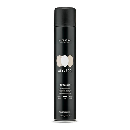 Alterego stylego air volume 500 ml, lacca leggera per dare sostegno e volume, ideale anche alla radice per capelli fini.