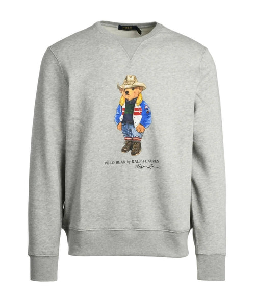 Polo Ralph Lauren Felpa Uomo Polo Bear Men's Sweatshirt Girocollo Stampa Orso Orsetto Polsini A Coste Felpa Senza Cappuccio