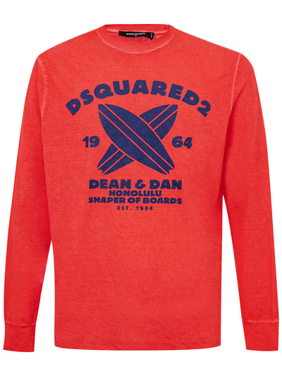 DSQUARED2 T-Shirt Maniche Lunghe con Stampa Dsquared2 da uomo