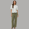 Vero Moda Pantaloni Wide Leg Cotton Linen Vita Medio Elasticizzata