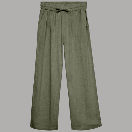 Vero Moda Pantaloni Wide Leg Cotton Linen Vita Medio Elasticizzata