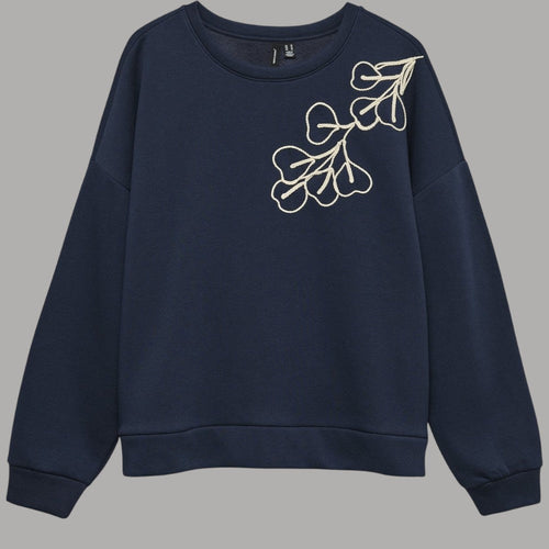 Vero moda felpa blu oversize con ricamo Stine 10338150
