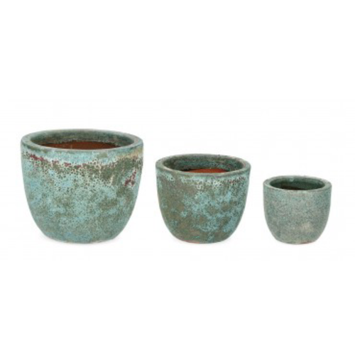 Set 3 PortaVaso Duyen Svas in terracotta smaltata per uso interno ed esterno.