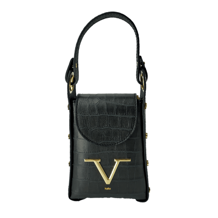 Borsa Donna V Versace Italia in Pelle Black - Luxury Leather Bag Elegante e Raffinata