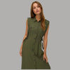 Vestito Camicia Lungo Smanicato Vero Moda con Tasche e Cintura