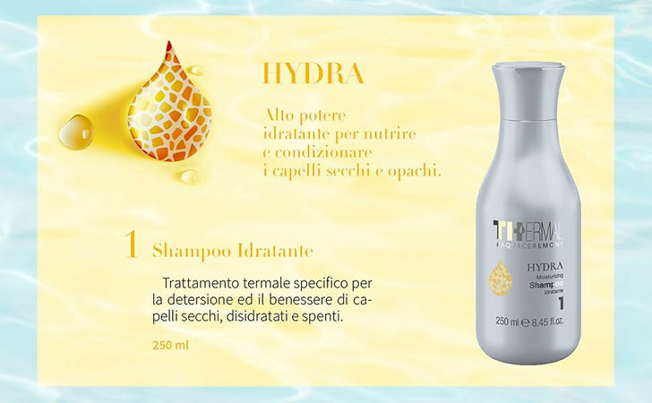 Shampoo Idratante Capelli Secchi e Disidratati Emsibeth Thermal Hydra – Shampoo Nutriente Professionale con Acqua Termale, Azione Anti Secchezza, Capelli Morbidi, Luminosi e Setosi