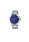 Orologio Casio uomo, MTP-V300D-2A, quadrante blu scuro movimento al quarzo, cronografo, cinturino argento