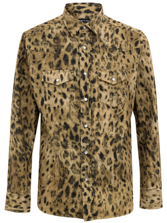 Tom Ford Camicia Slim Uomo Leopardata - Marrone/Beige da uomo