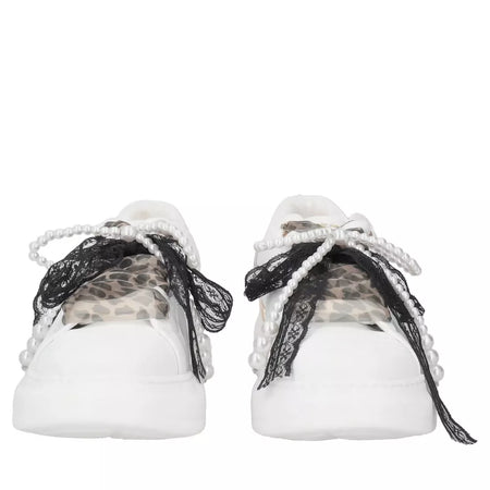 ToscaBlu Donna Sneakers Carol in pelle con fiocchi e perle colore bianco