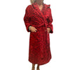 Accappatoio Roberto Cavalli Leo L/XL in spugna velours 100% cotone, effetto vellutato e idrospugna interna, con cappuccio e tasche, fantasia animalier, Made in Italy.