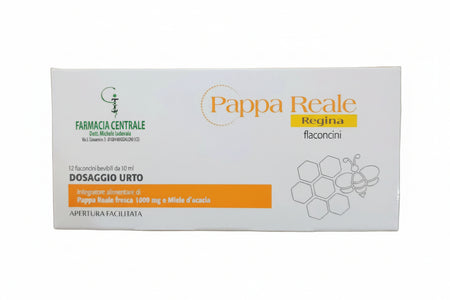 fpi farmacia centrale dr.Michele Iadevaia PAPPA REALE REGINA 12 FL. da 10 ML energizzante e ricostituente con pappa reale fresca 1000 mg dosaggio urto