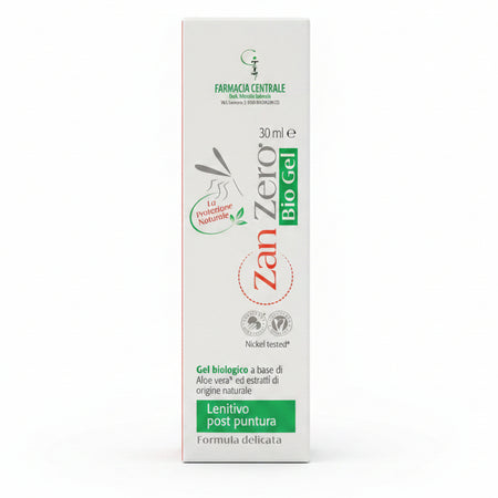 fpi farmacia centrale dr. Michele Iadevaia Zanzero Bio Gel Lenitivo Post Puntura ( vespe, zanzare e api ) e post contatto agenti urticanti esterni (meduse..) 30 ml a base di Aloe Vera e olio essenziale di Eucalyptus Maculata Citriodora