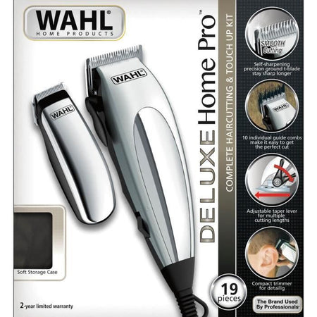 Tagliacapelli Deluxe Home Pro - WAHL 79305-1316 - Professionale - 8 guide di taglio da 3 mm a 25 mm - Con filo
