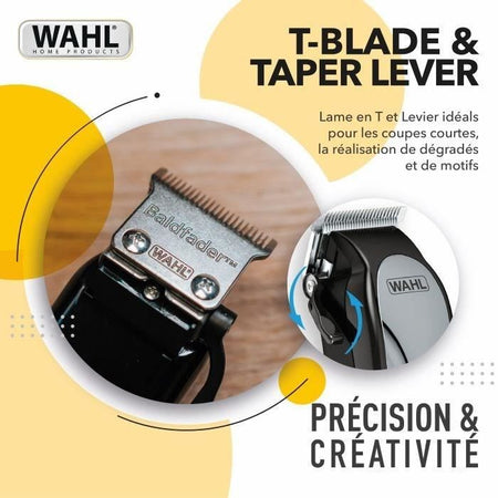 WAHL 20107.0460 Tagliacapelli Baldfader - Rifinitore con filo - Funzione cono - Affilatura automatica - Larghezza lama 45 mm