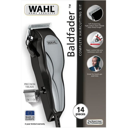 WAHL 20107.0460 Tagliacapelli Baldfader - Rifinitore con filo - Funzione cono - Affilatura automatica - Larghezza lama 45 mm