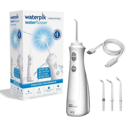 Jet dentale - WATERPIK - WF-13 Pearl - Bianco - Cordless - Ricaricabile - 2 Livelli di pressione - 4 Ugelli
