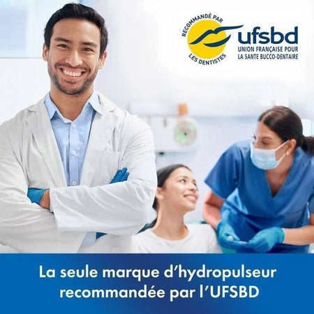 Waterpik WF-20 Pulse, idropulsore senza fili, consigliato UFSBD, getto d'acqua ricaricabile, rimuove la placca, bianco