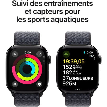 Apple Watch Series 10 GPS - 42 mm - Cassa in alluminio nero intenso - Cinturino Sport Loop inchiostro