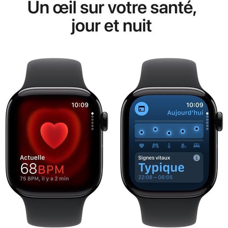 Apple Watch Series 10 GPS - 42 mm - Cassa in alluminio Jet Black - Bracciale sportivo nero - S/M